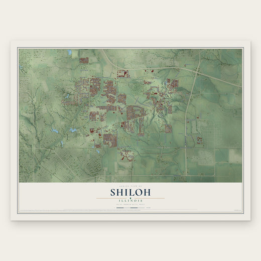 Shiloh, Illinois map print, the full design