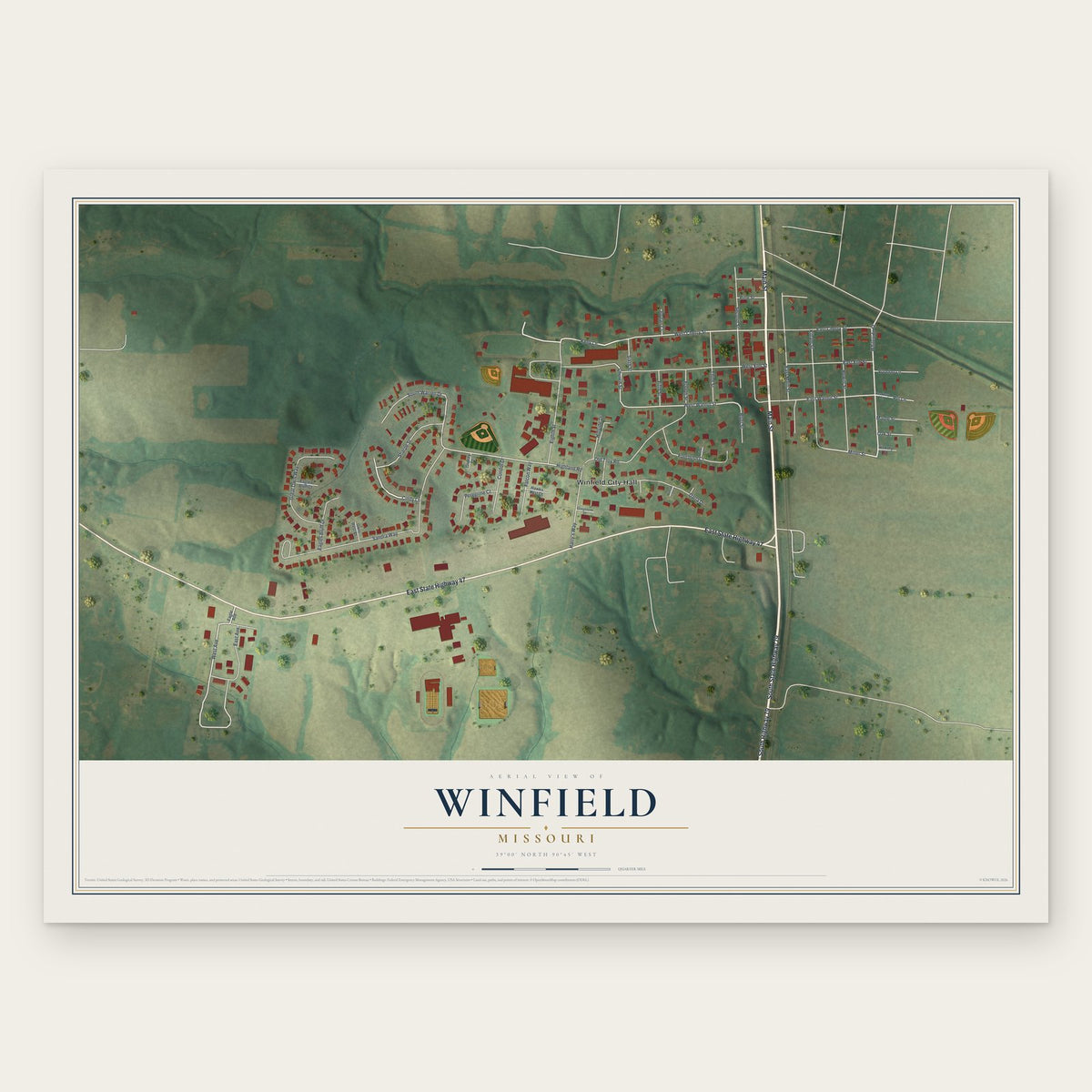 Winfield, Missouri map print, the full design