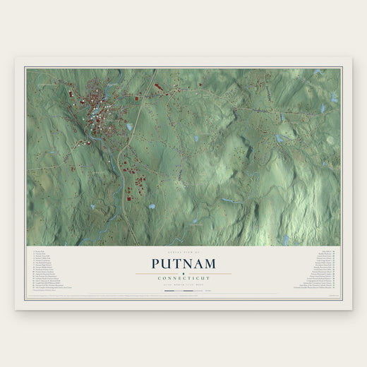 Putnam, Connecticut map print, the full design