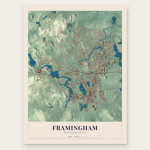 Framingham, Massachusetts map print, the full design