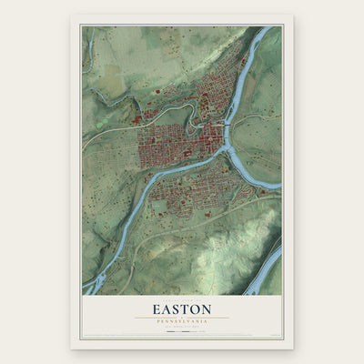 Easton, Pennsylvania map print, the full design