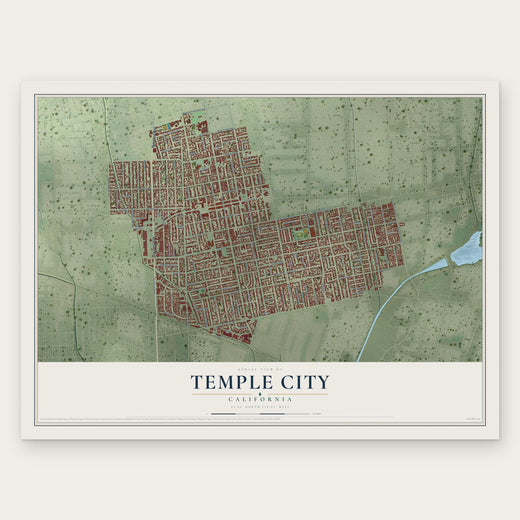 Temple City, California map print, the full design