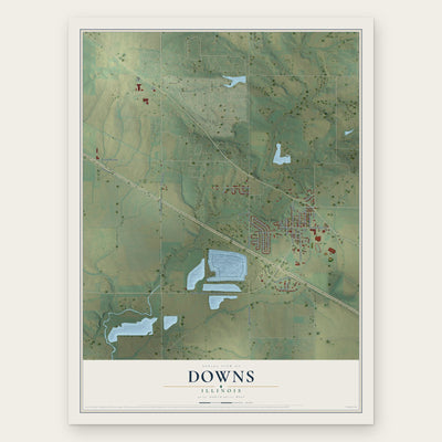 Downs, Illinois map print, the full design