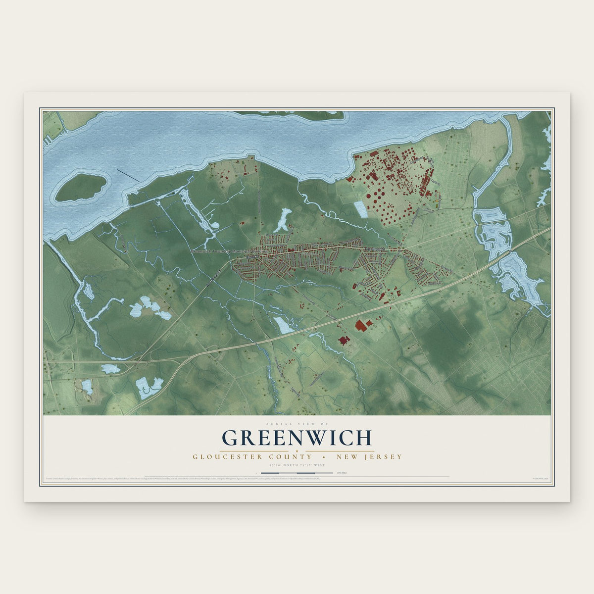 Greenwich, Gloucester County, New Jersey map print, the full design