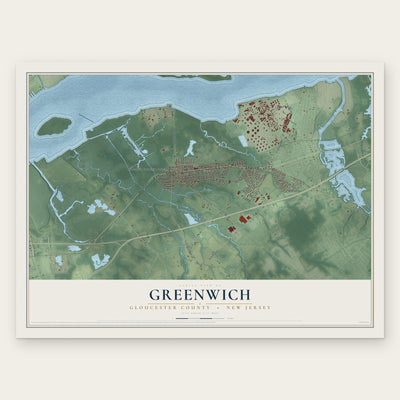 Greenwich, Gloucester County, New Jersey map print, the full design