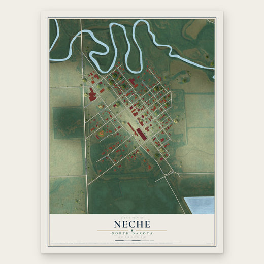 Neche, North Dakota map print, the full design
