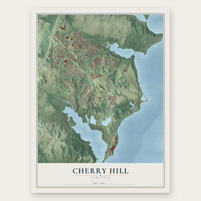Cherry Hill, Virginia map print, the full design