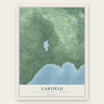 Garfield, Mackinac County, Michigan map print, the full design