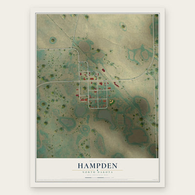 Hampden, North Dakota map print, the full design