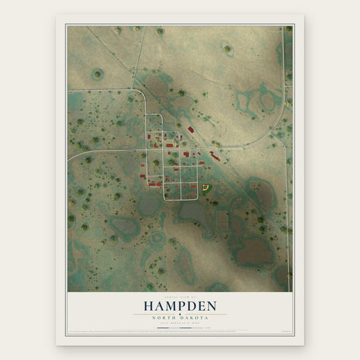 Hampden, North Dakota map print, the full design