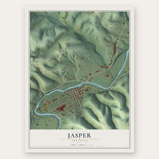 Jasper, Arkansas map print, the full design