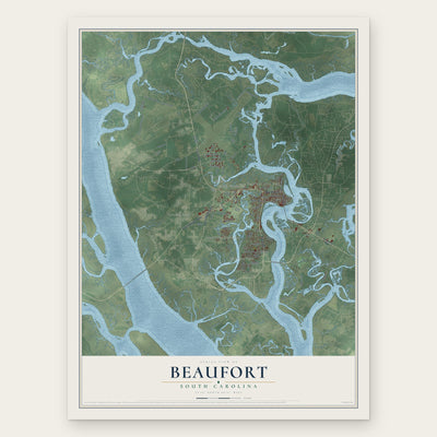 Beaufort, South Carolina map print, the full design