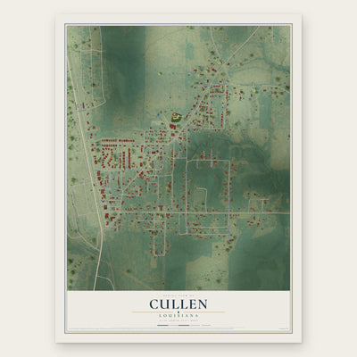 Cullen, Louisiana map print, the full design
