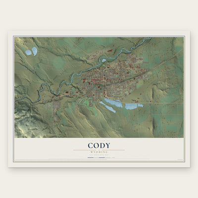 Cody, Wyoming map print, the full design