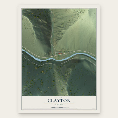 Clayton, Idaho map print, the full design