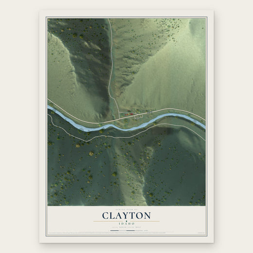 Clayton, Idaho map print, the full design