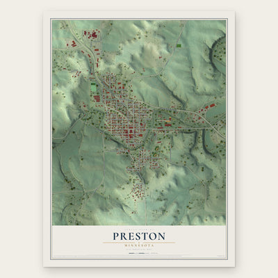 Preston, Minnesota map print, the full design