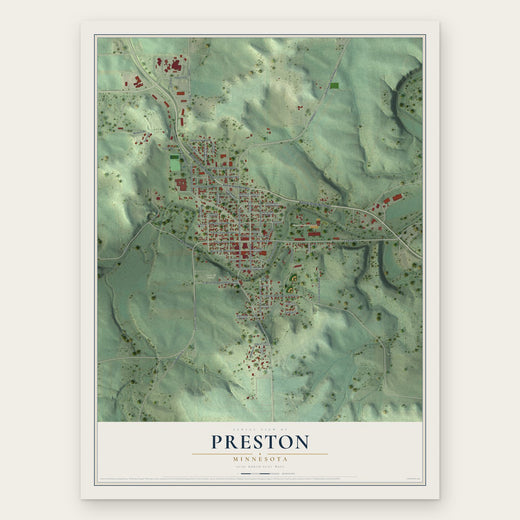Preston, Minnesota map print, the full design