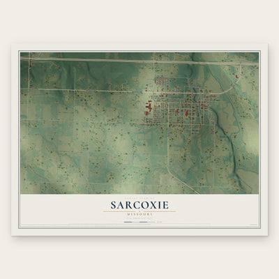 Sarcoxie, Missouri map print, the full design