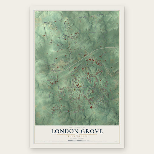 London Grove, Pennsylvania map print, the full design
