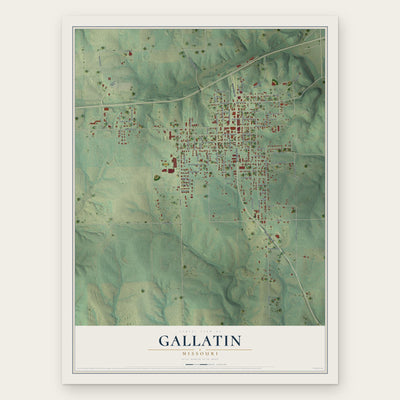Gallatin, Missouri map print, the full design