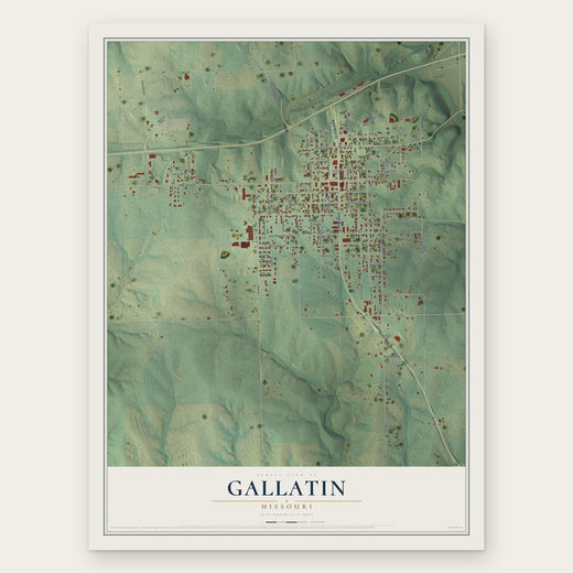 Gallatin, Missouri map print, the full design