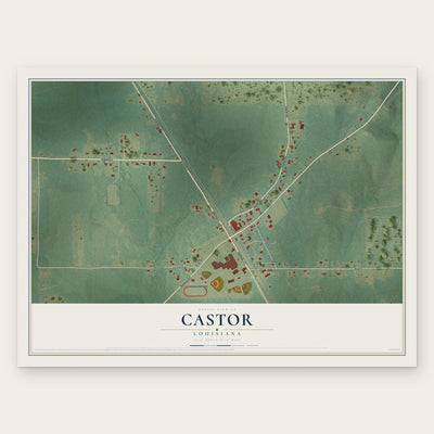 Castor, Louisiana map print, the full design