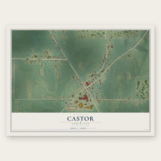 Castor, Louisiana map print, the full design