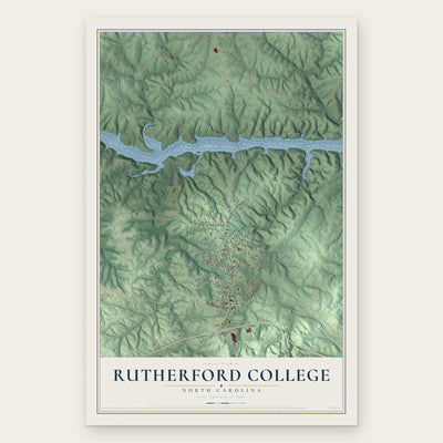 Rutherford College, North Carolina map print, the full design