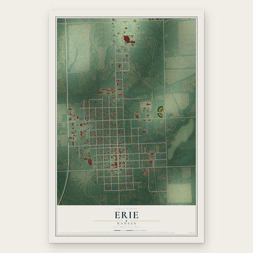 Erie, Kansas map print, the full design