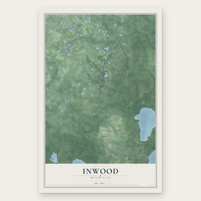 Inwood, Michigan map print, the full design
