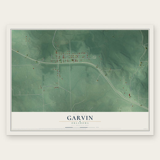 Garvin, Oklahoma map print, the full design
