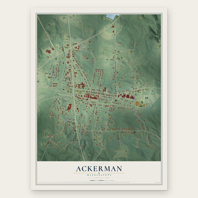 Ackerman, Mississippi map print, the full design