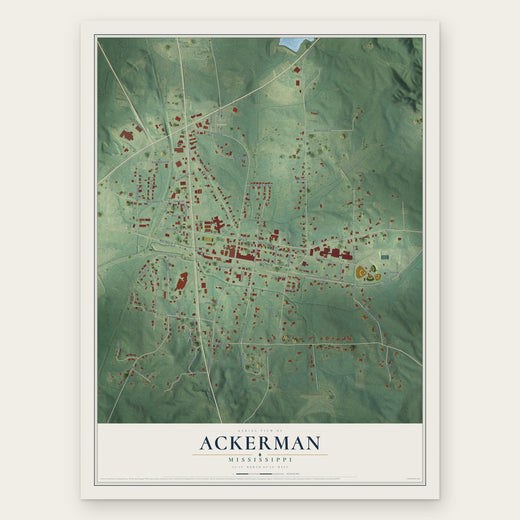 Ackerman, Mississippi map print, the full design