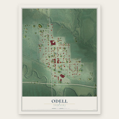Odell, Nebraska map print, the full design