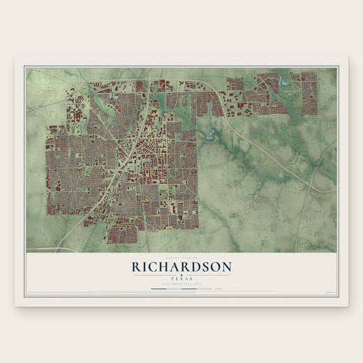 Richardson, Texas map print, the full design