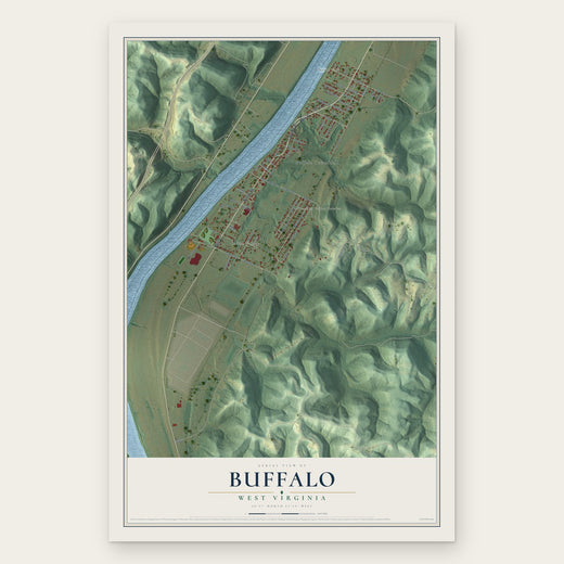 Buffalo, West Virginia map print, the full design