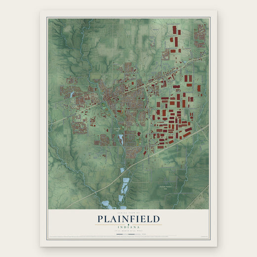 Plainfield, Indiana map print, the full design