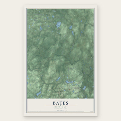 Bates, Michigan map print, the full design