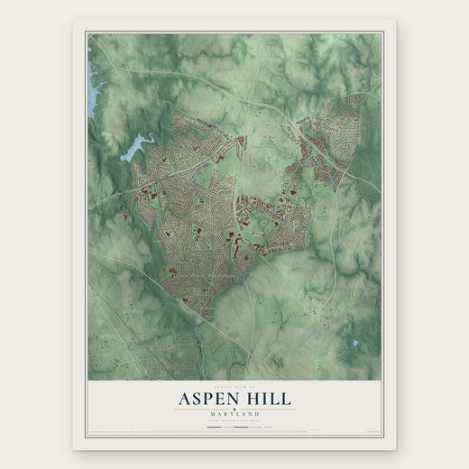 Aspen Hill, Maryland map print, the full design