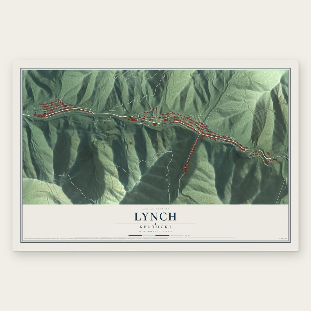 Lynch, Kentucky map print, the full design
