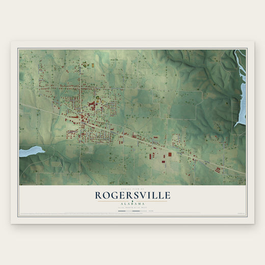 Rogersville, Alabama map print, the full design