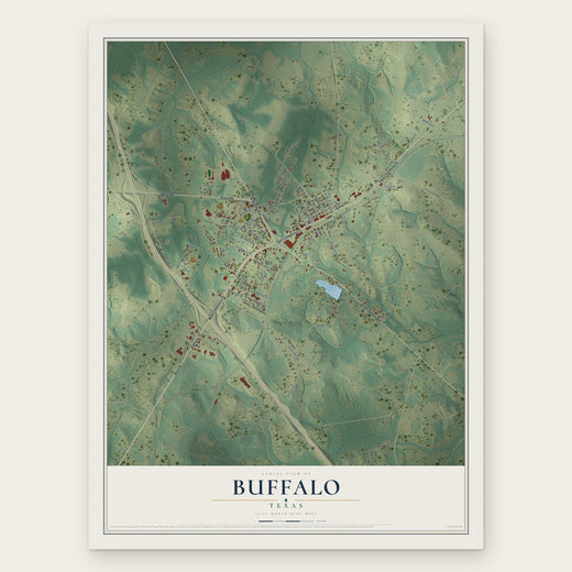 Buffalo, Texas map print, the full design