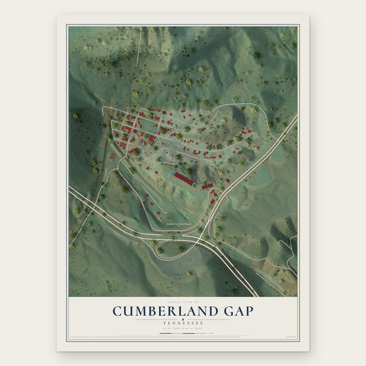 Cumberland Gap, Tennessee map print, the full design