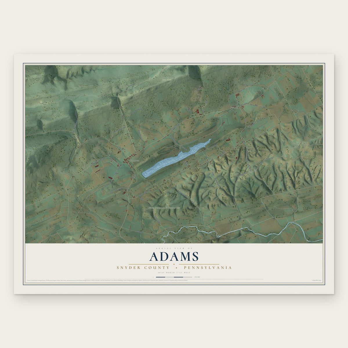 Adams, Snyder County, Pennsylvania map print, the full design