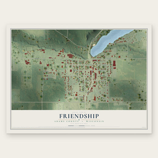 Friendship, Adams County, Wisconsin map print, the full design