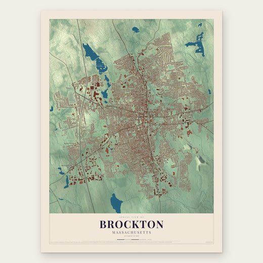 Brockton, Massachusetts map print, the full design