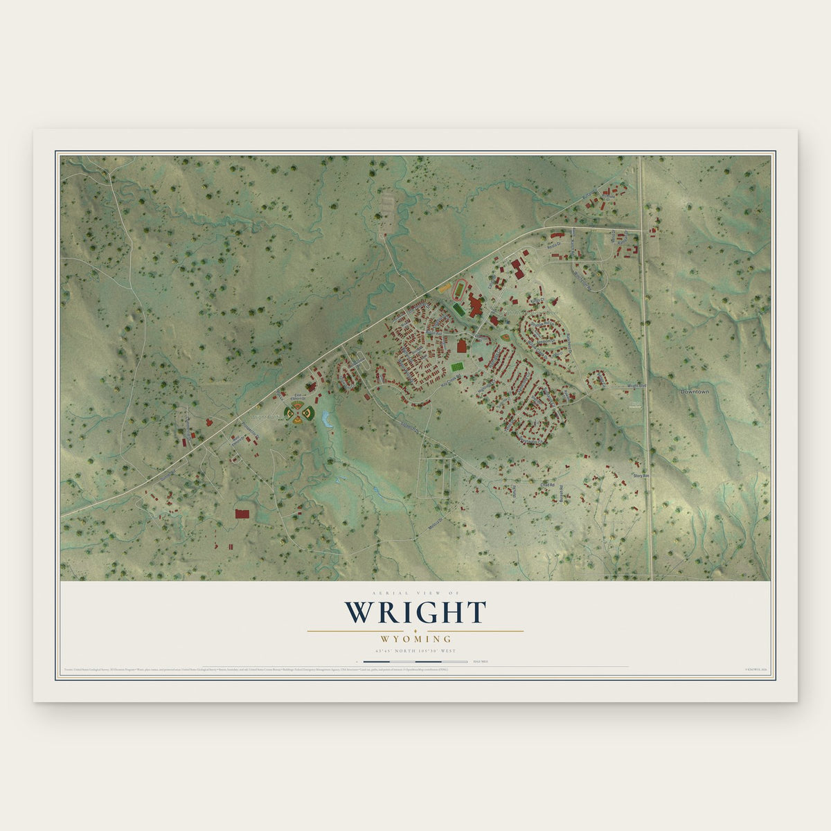Wright, Wyoming map print, the full design