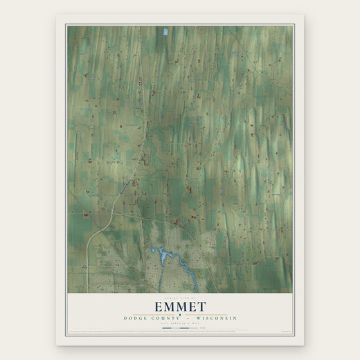 Emmet, Dodge County, Wisconsin map print, the full design