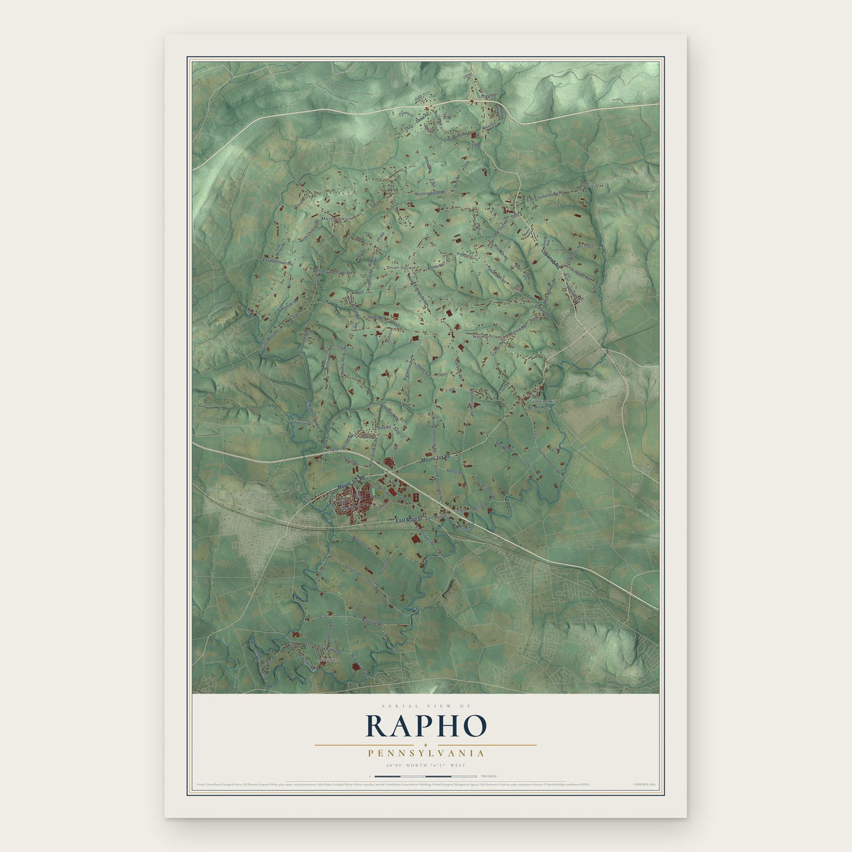 Rapho, Pennsylvania map print, the full design